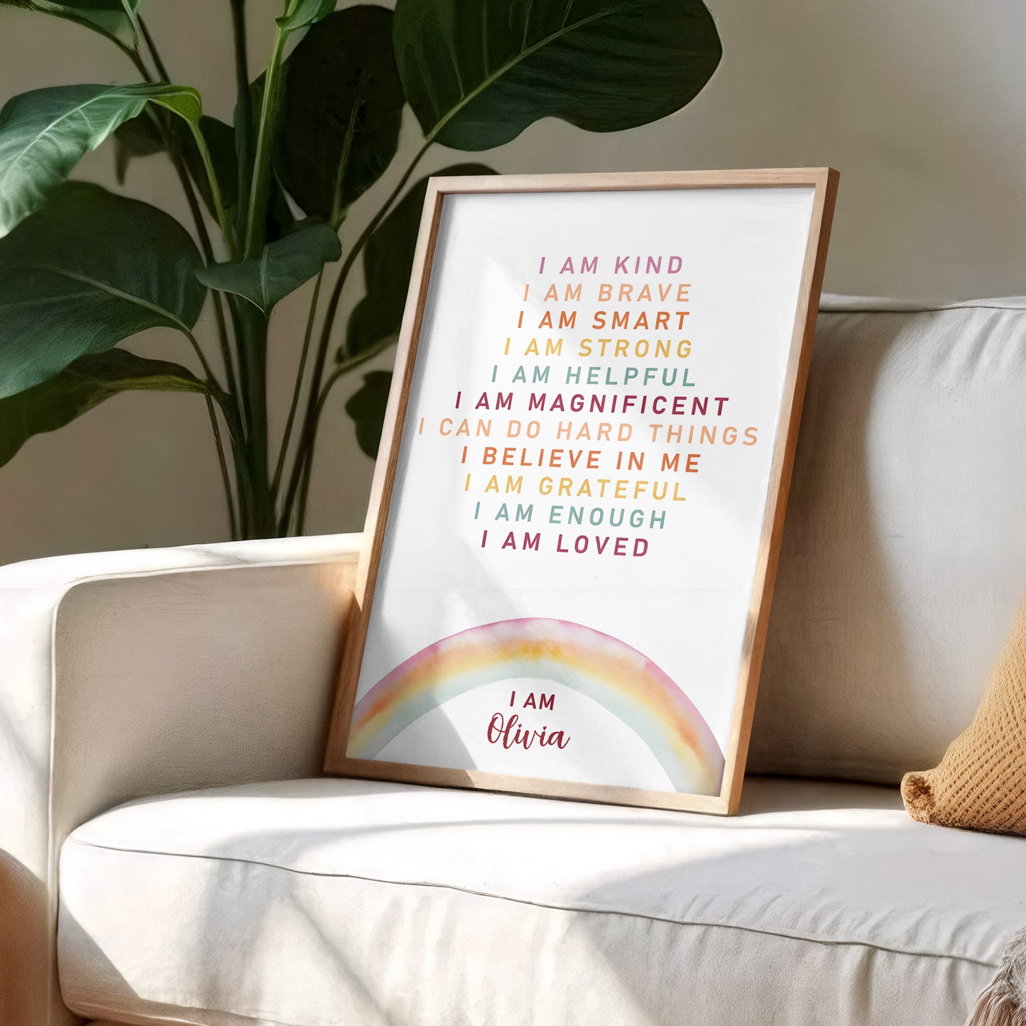 I Am Kind, Brave, Smart, and Strong, Rainbow Poster - Personalized Custom Vertical Poster - KID303_VPOS