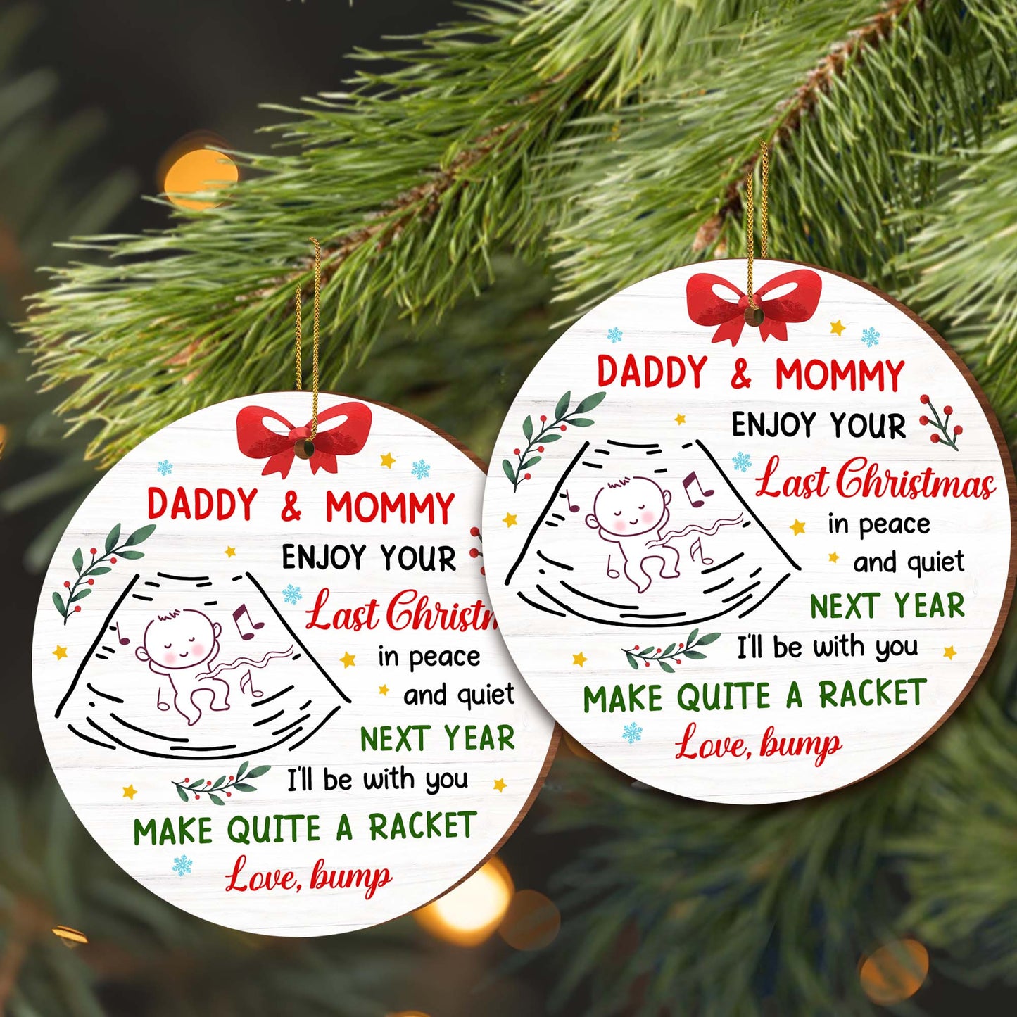 Daddy & Mommy Enjoy Your Last Christmas, Baby Announcement