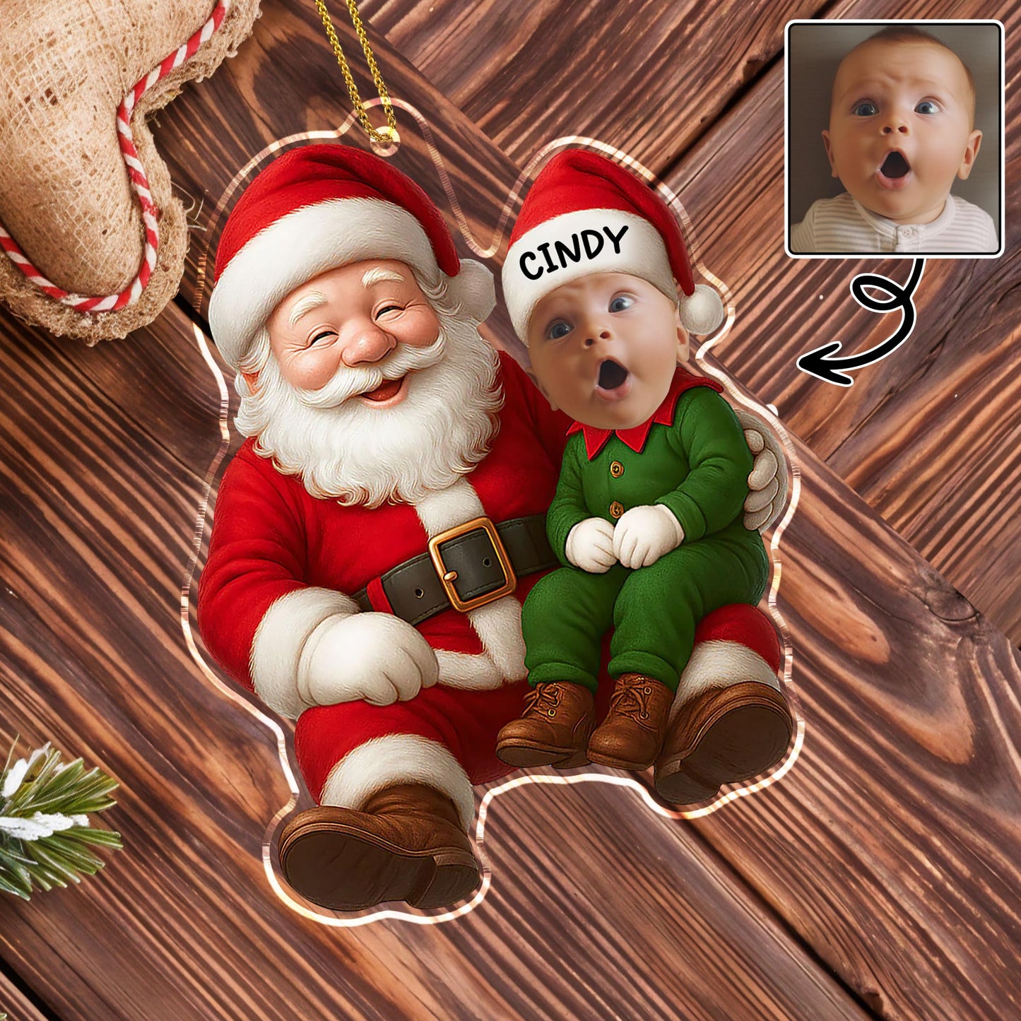 To My Wonderful Grandchild, Santa Claus And Baby Ornament