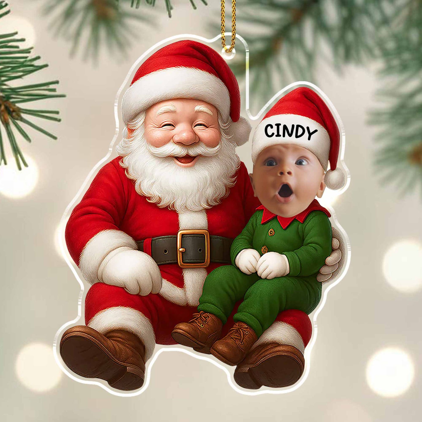 To My Wonderful Grandchild, Santa Claus And Baby Ornament