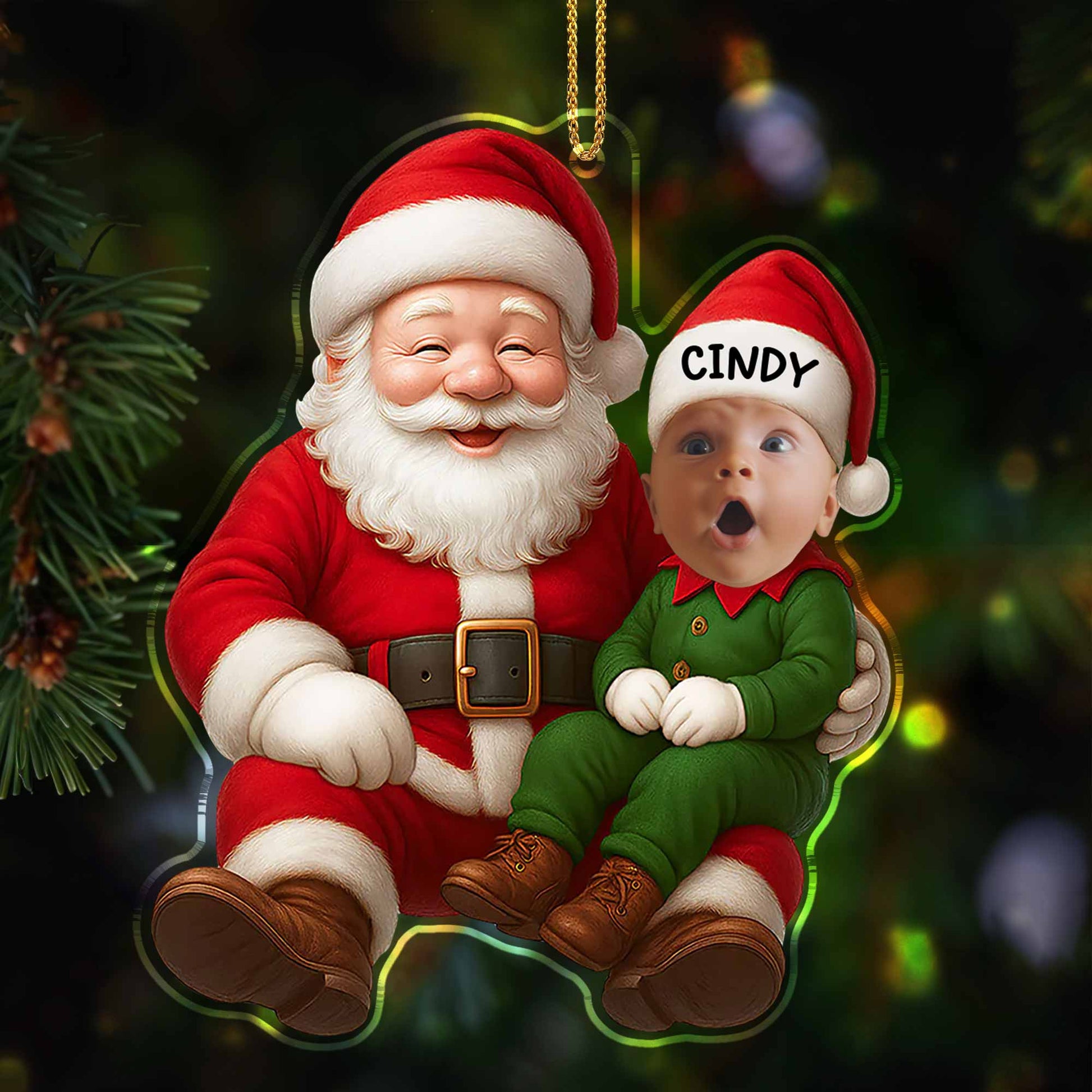 To My Wonderful Grandchild, Santa Claus And Baby Ornament