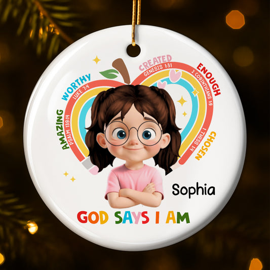 God Says I Am Worthy, Rainbow And Stars Ornament