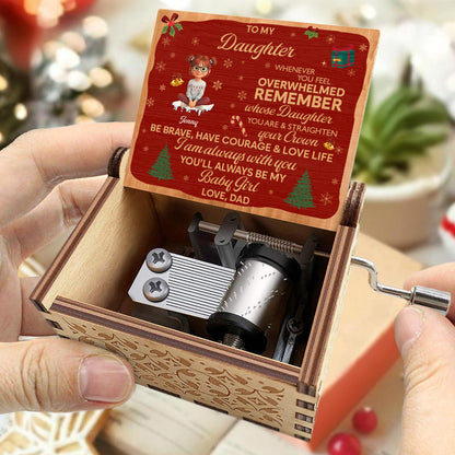 To My Daughter, Remember Your Strength & Crown, Christmas Tree - Custom Music Box With "We Wish You A Merry Christmas" Tune - KID316_MZX