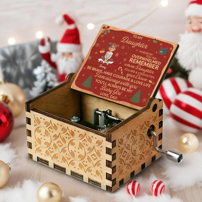 To My Daughter, Remember Your Strength & Crown, Christmas Tree - Custom Music Box With "We Wish You A Merry Christmas" Tune - KID316_MZX