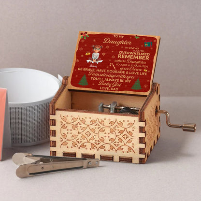 To My Daughter, Remember Your Strength & Crown, Christmas Tree - Custom Music Box With "We Wish You A Merry Christmas" Tune - KID316_MZX
