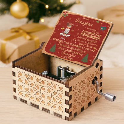 To My Daughter, Remember Your Strength & Crown, Christmas Tree - Custom Music Box With "We Wish You A Merry Christmas" Tune - KID316_MZX