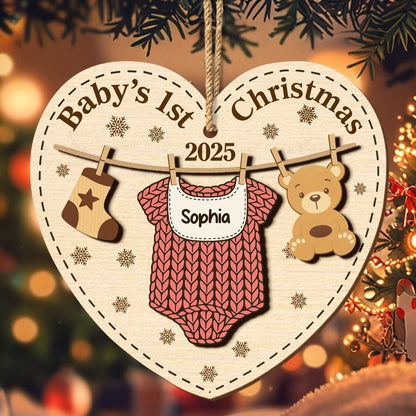 Baby's 1st Christmas, Teddy Bear and Stocking Ornament