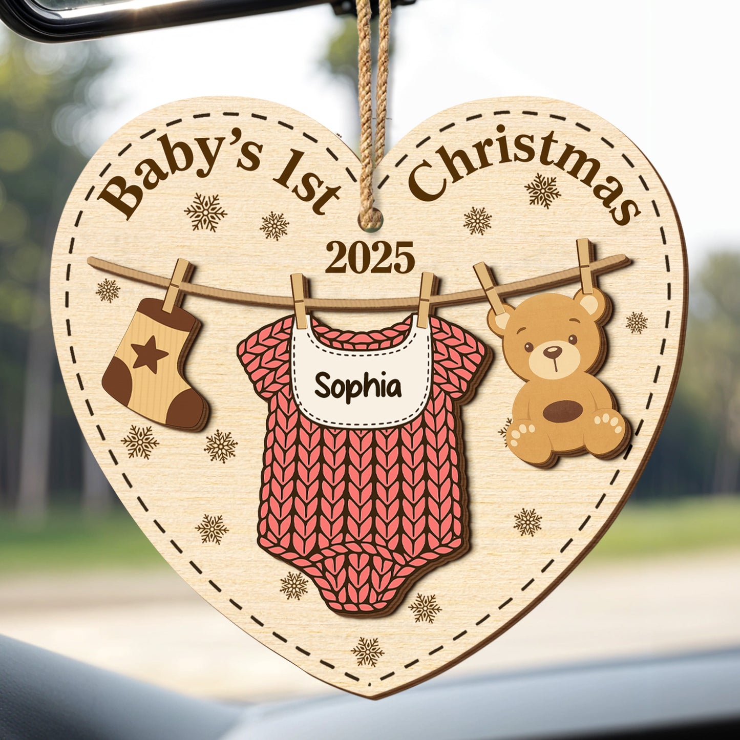 Baby's 1st Christmas, Teddy Bear and Stocking Ornament