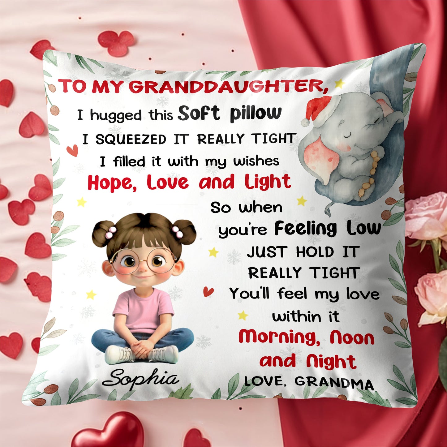 To My Granddaughter Hope Love And Light Pillow