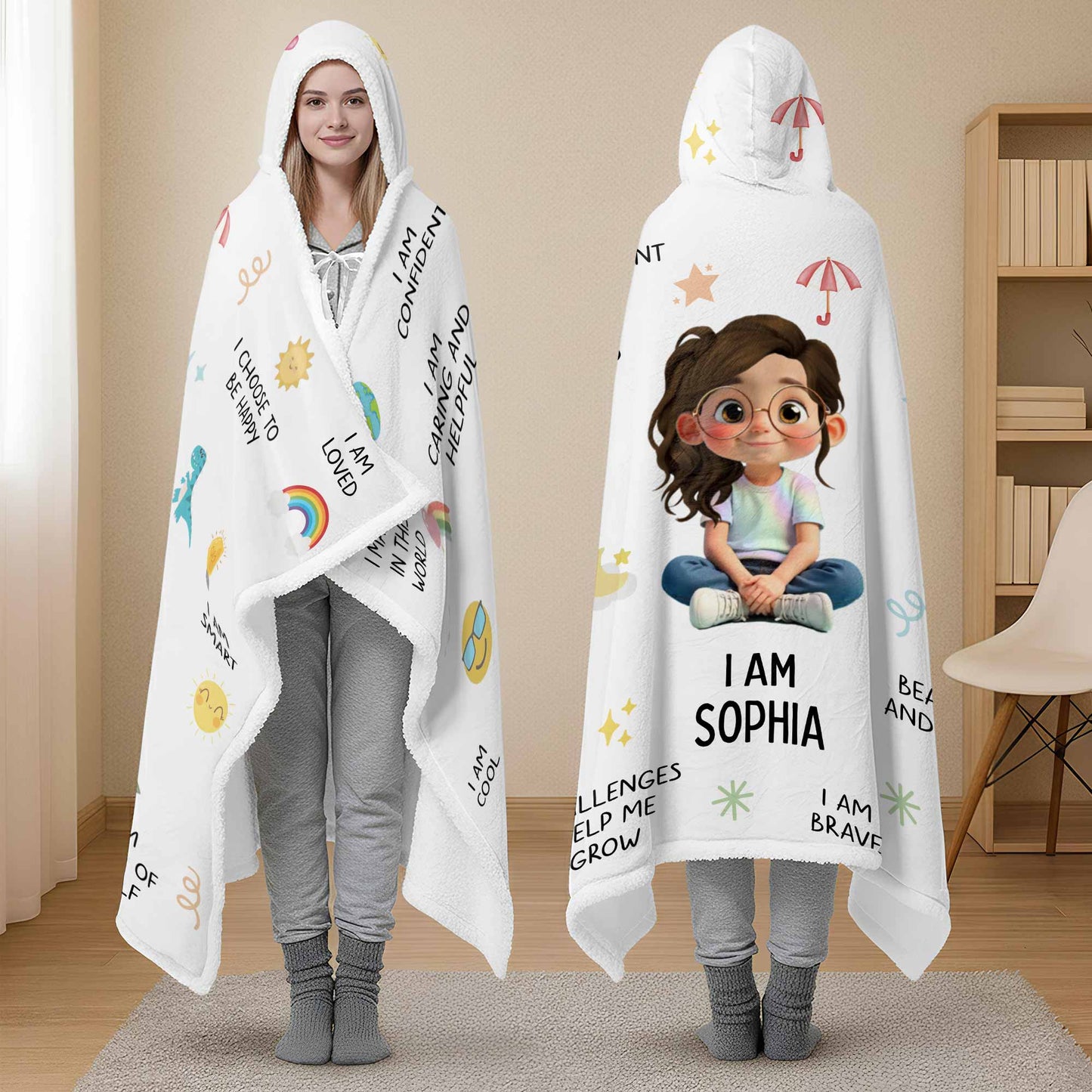 I Am Strong, I Am Loved, Cartoon Character and Stars Blanket