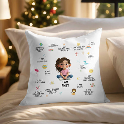 I Am Confident, I Choose To Be Happy, Encouraging Positive Thoughts Pillow - Personalized Custom Pillow, Insert Included - KID324_PLW