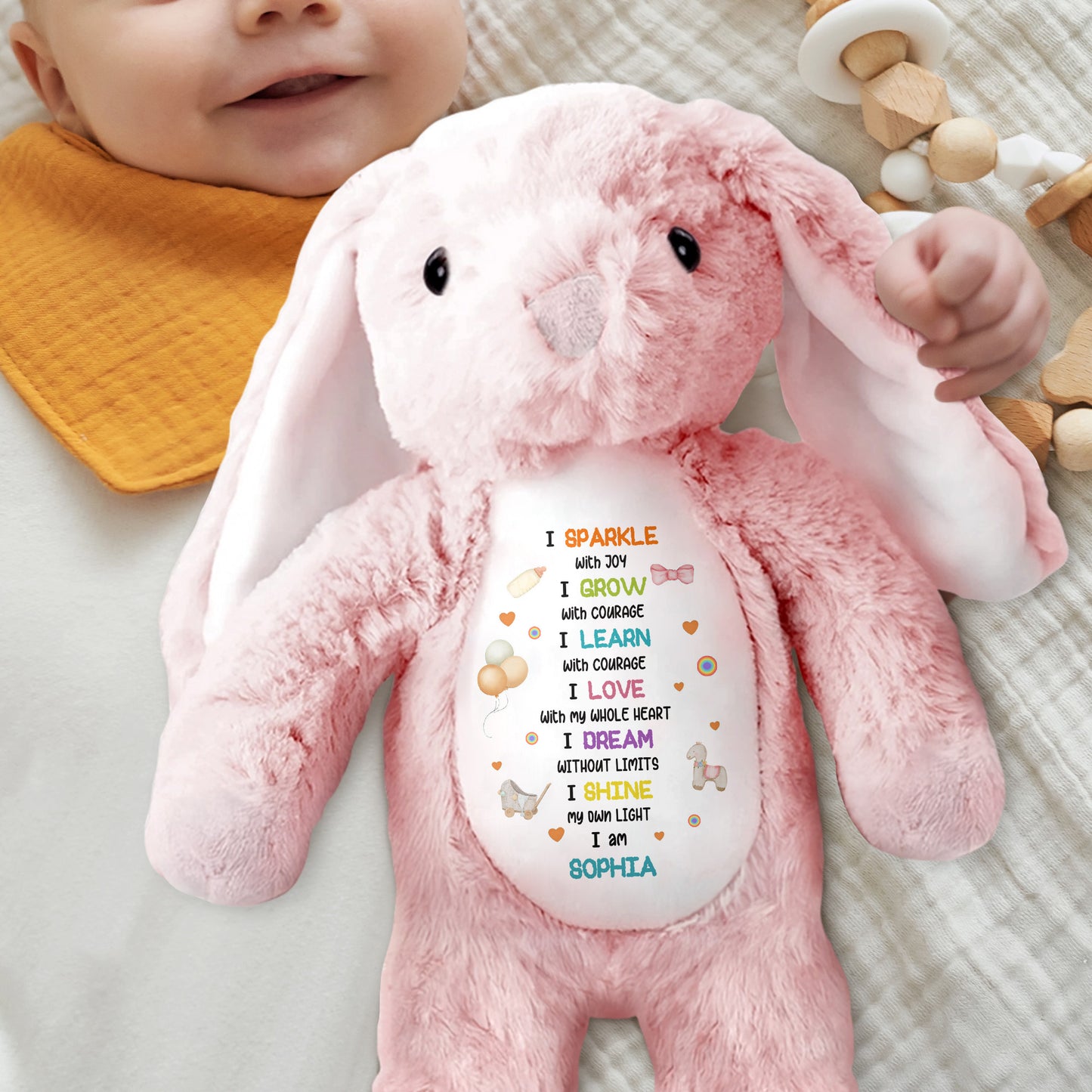 I Sparkle With Joy, Hearts And Balloons Stuffed Bunny