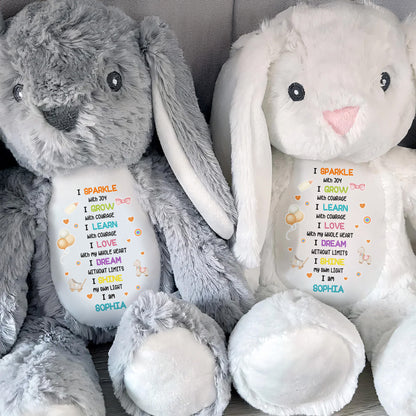 I Sparkle With Joy, Hearts And Balloons Stuffed Bunny