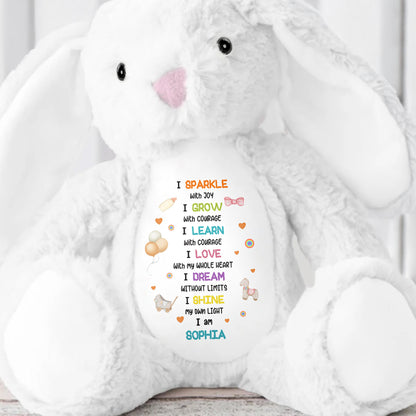 I Sparkle With Joy, Hearts And Balloons Stuffed Bunny