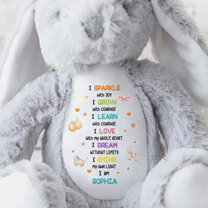 I Sparkle With Joy, Hearts And Balloons Stuffed Bunny