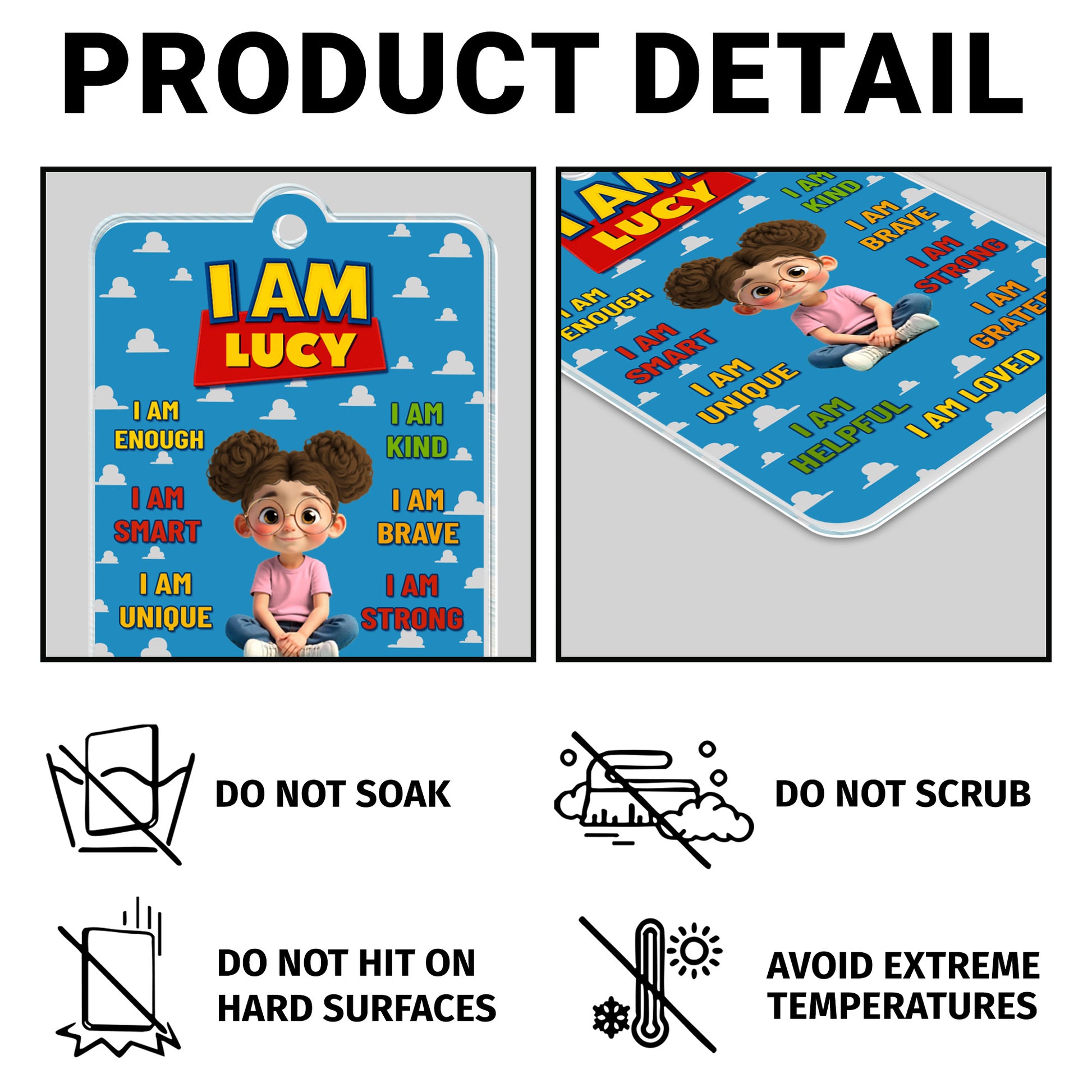 I Am Brave, I Am Strong Keychain With Animated Girl