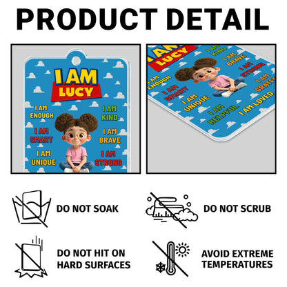 I Am Brave, I Am Strong Keychain With Animated Girl