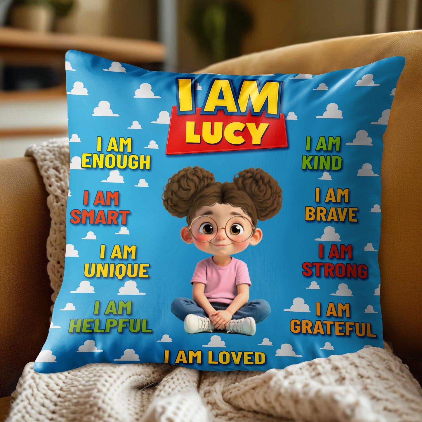 I Am Enough Kind Smart Unique, Positive Affirmations Pillow