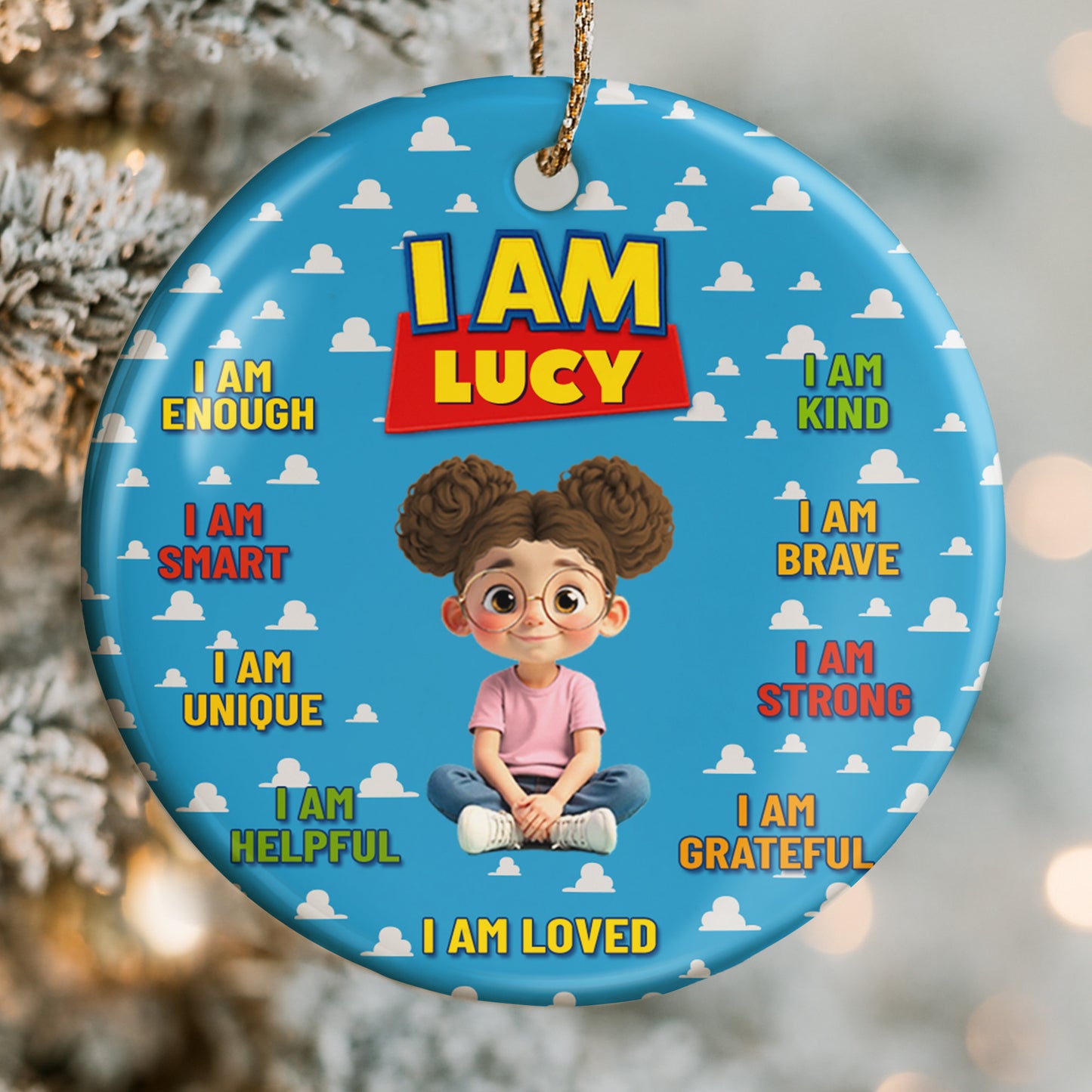 I Am Enough, I Am Loved, Cartoon Girl Ornament