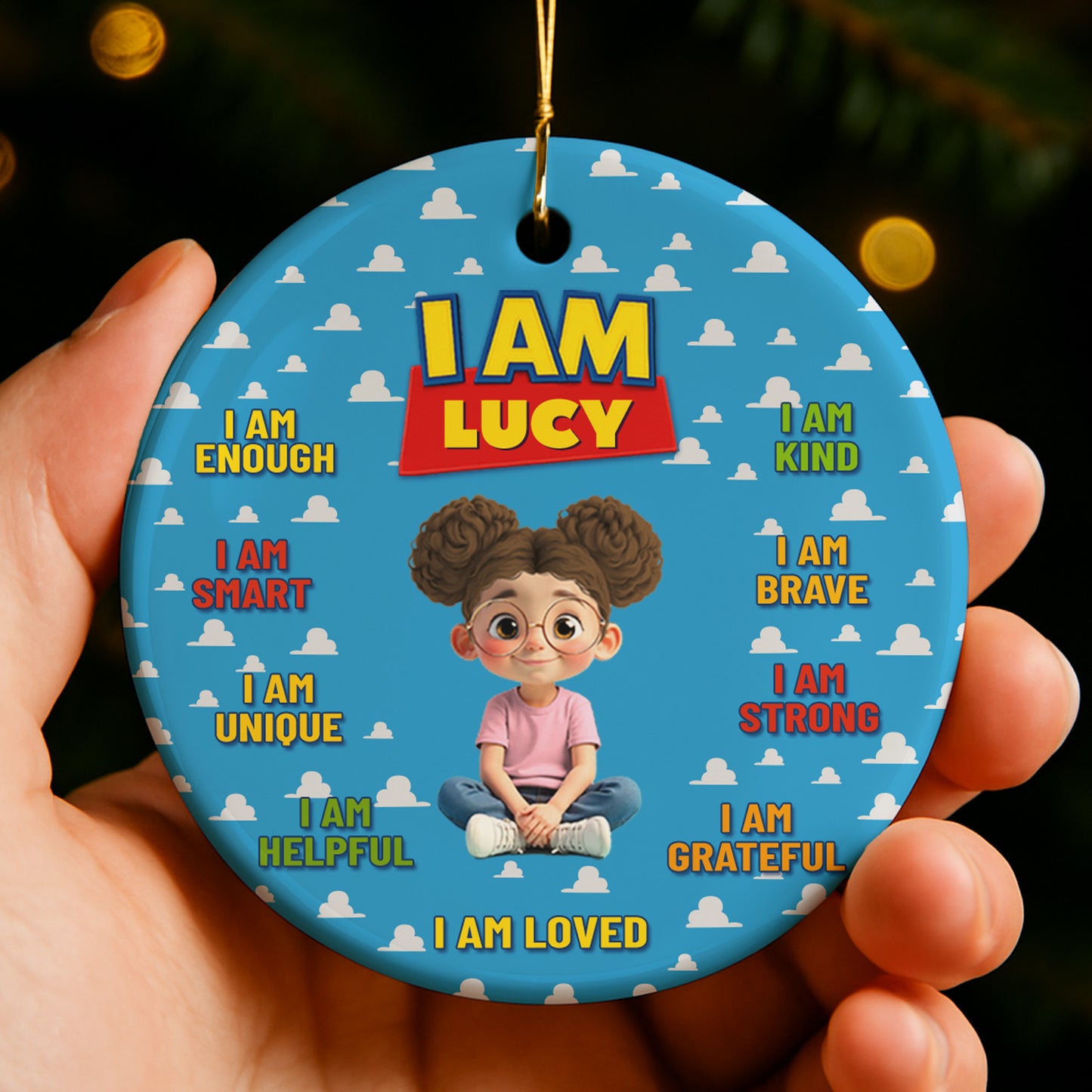 I Am Enough, I Am Loved, Cartoon Girl Ornament