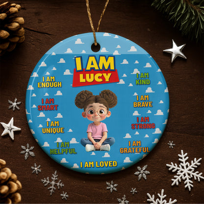 I Am Enough, I Am Loved, Cartoon Girl Ornament