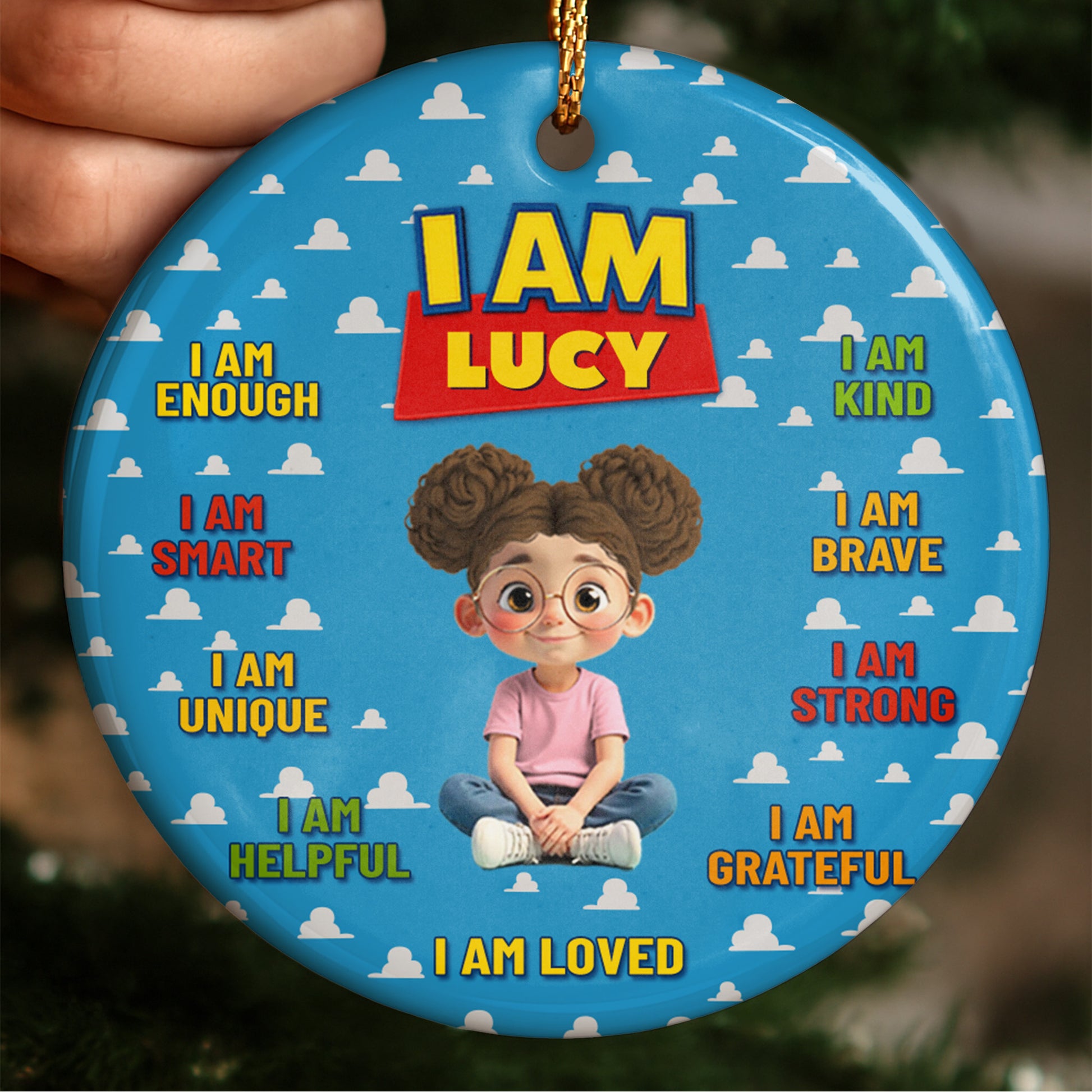 I Am Enough, I Am Loved, Cartoon Girl Ornament