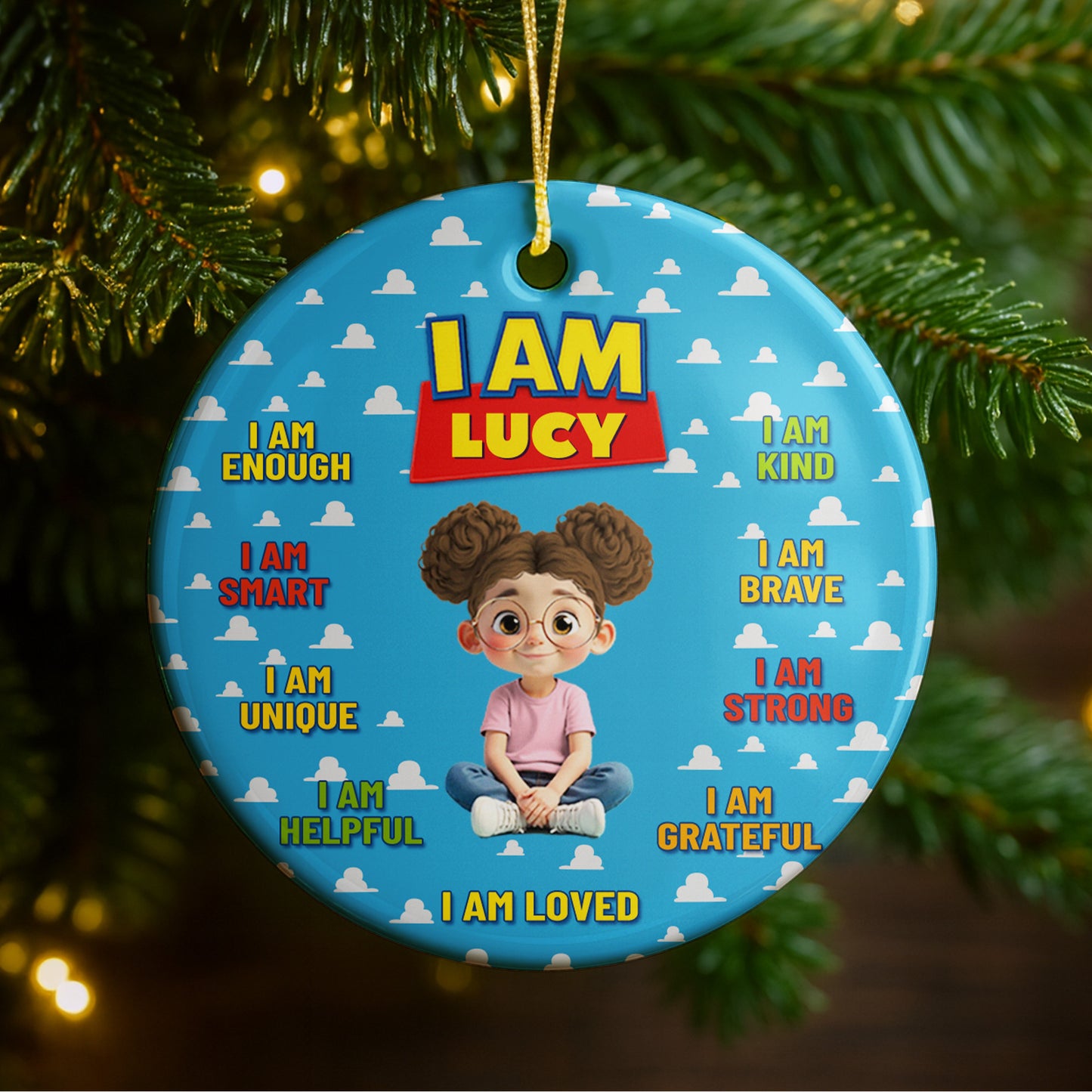 I Am Enough, I Am Loved, Cartoon Girl Ornament