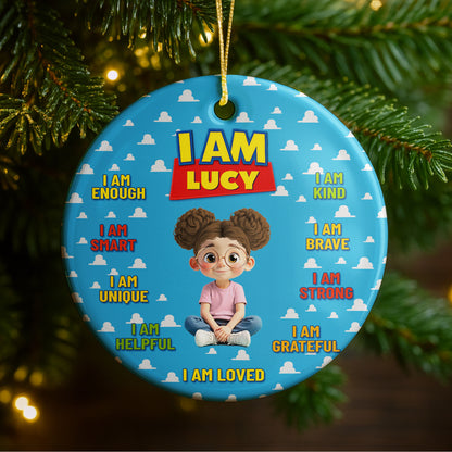 I Am Enough, I Am Loved, Cartoon Girl Ornament
