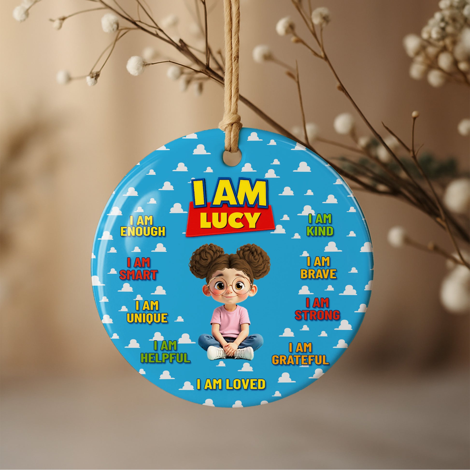 I Am Enough, I Am Loved, Cartoon Girl Ornament