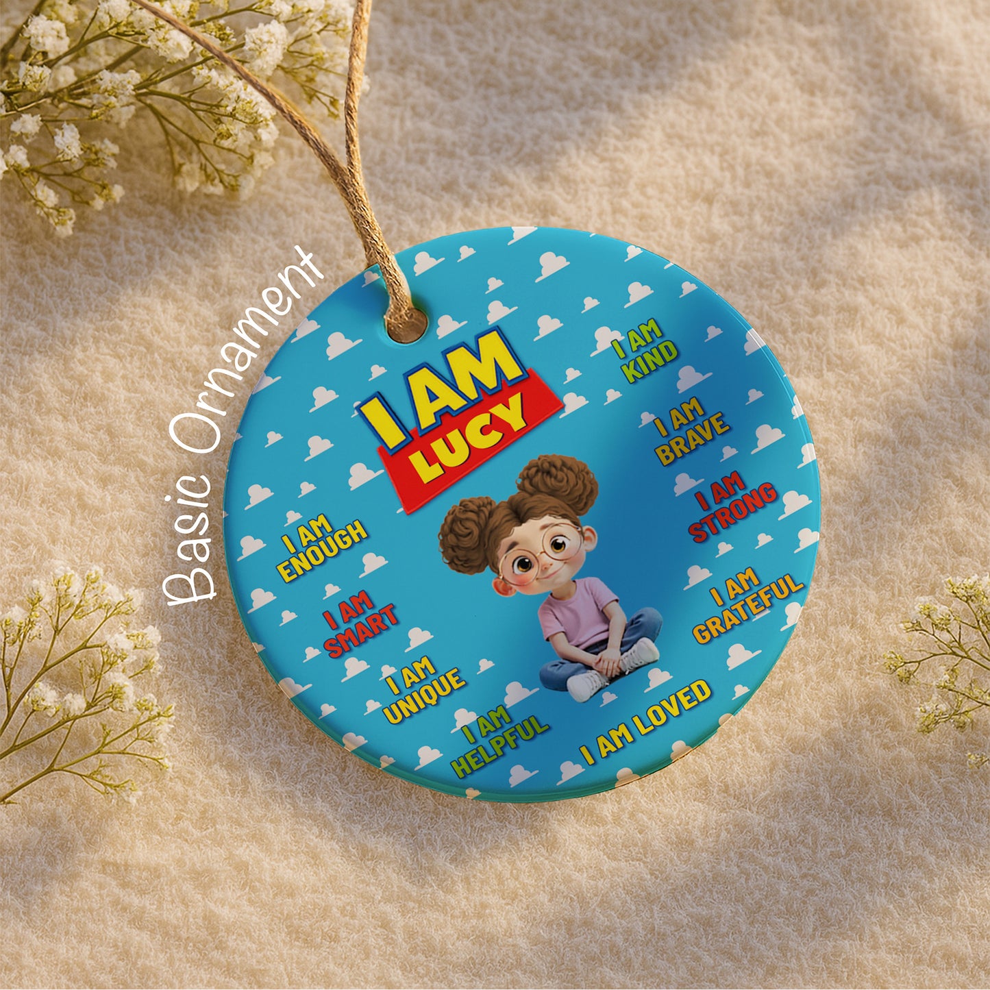I Am Enough, I Am Loved, Cartoon Girl Ornament