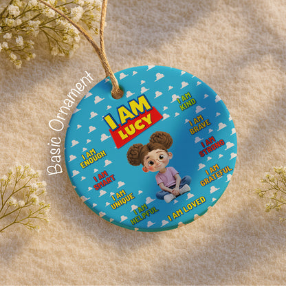 I Am Enough, I Am Loved, Cartoon Girl Ornament