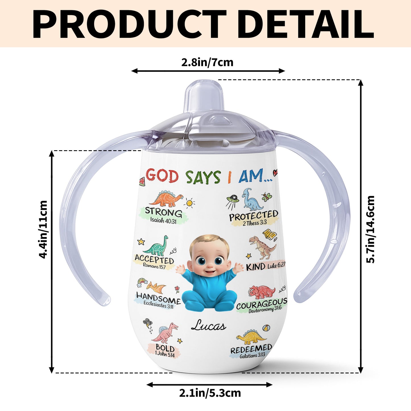 God Says I Am Strong, Protected, Handsome, Baby Sippy Cup
