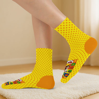 Be Bold Be Kind Be You, Colorful Comic Style Child Character Socks