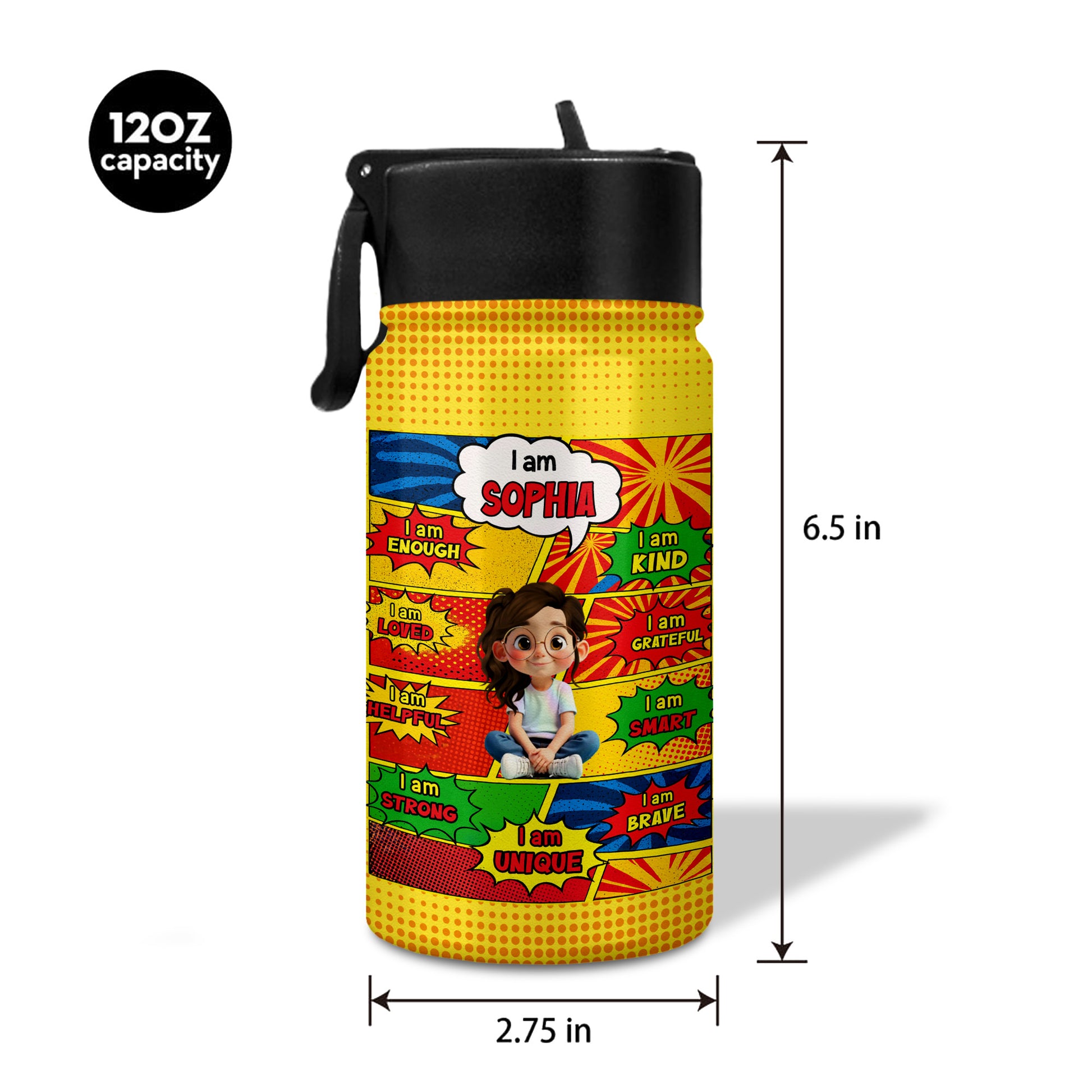 I Am Enough, Kind, Smart, Strong Comic Style Positive Affirmations