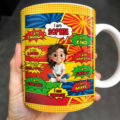 Empowering Comic Style Blast Themed Mug With Positive Affirmations