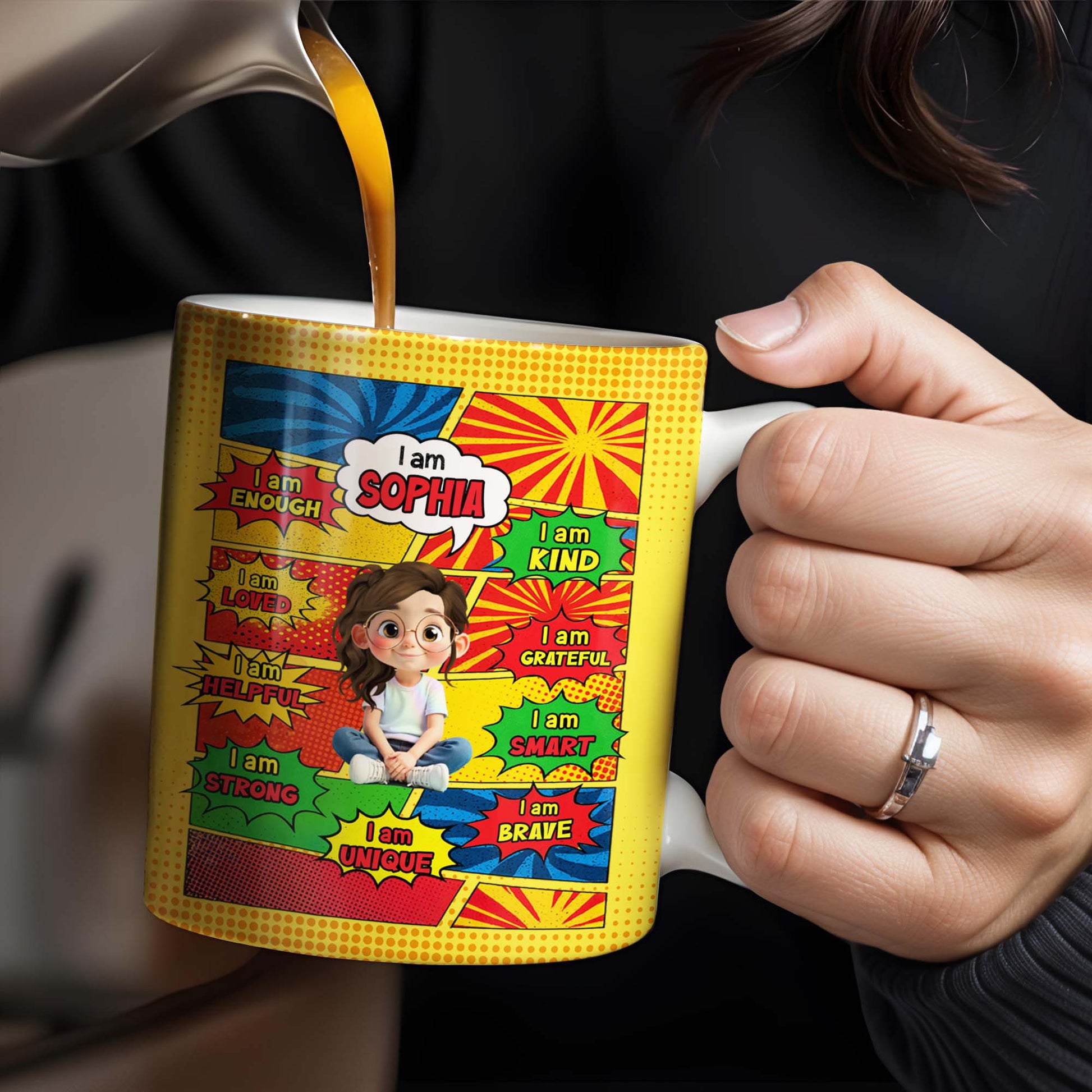 Empowering Comic Style Blast Themed Mug With Positive Affirmations