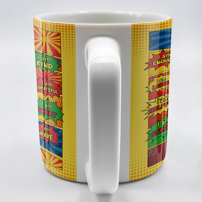 Empowering Comic Style Blast Themed Mug With Positive Affirmations