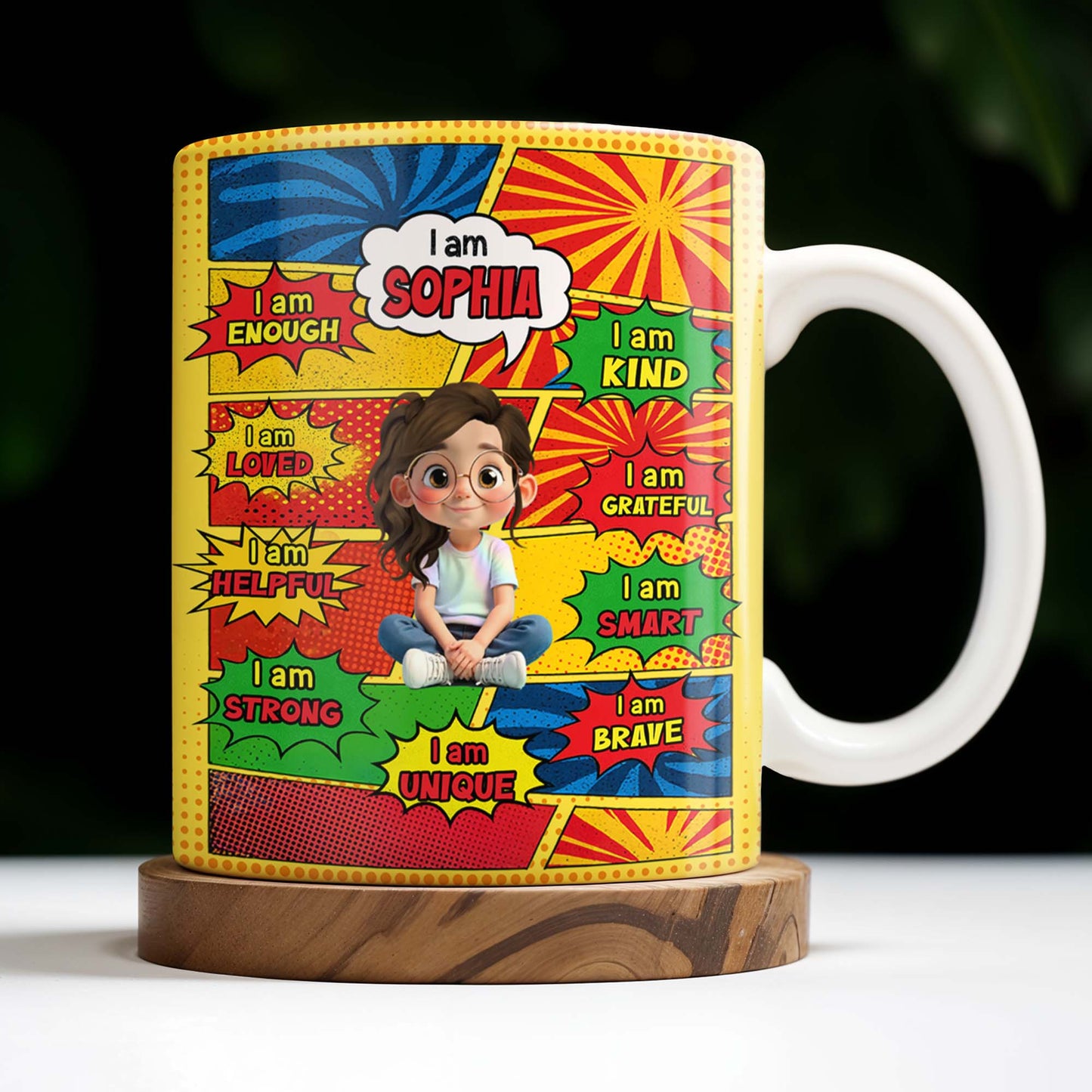 Empowering Comic Style Blast Themed Mug With Positive Affirmations