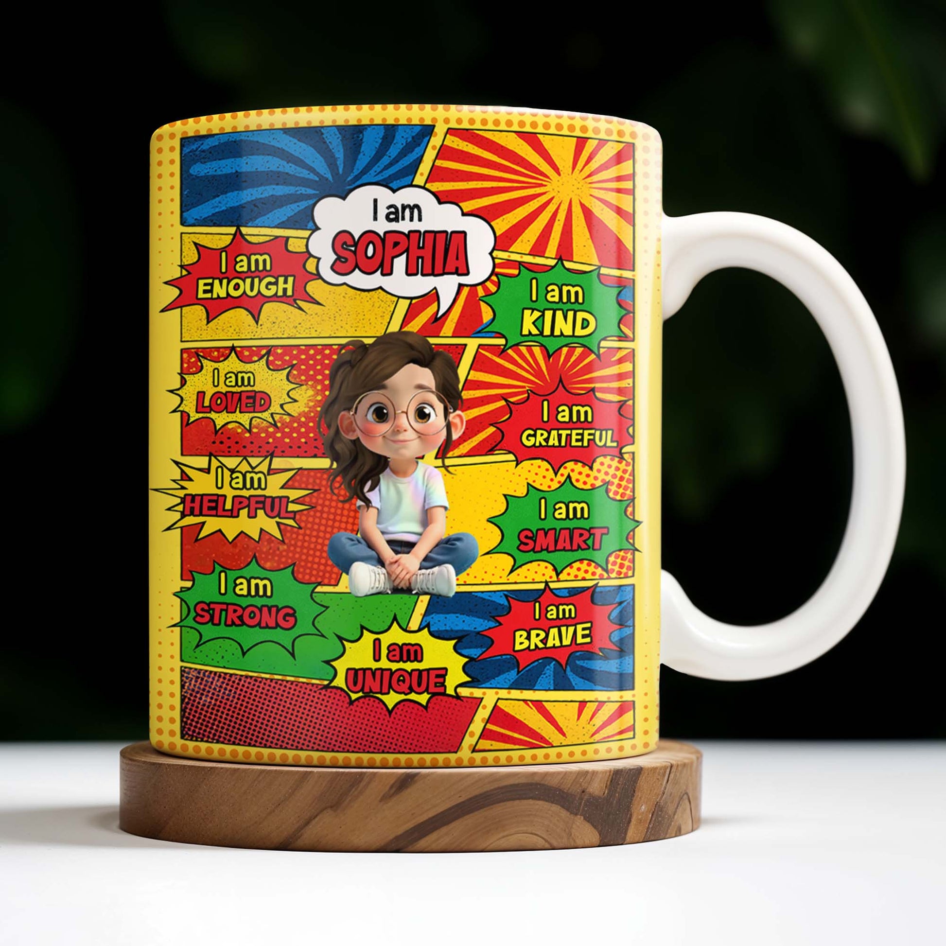 Empowering Comic Style Blast Themed Mug With Positive Affirmations