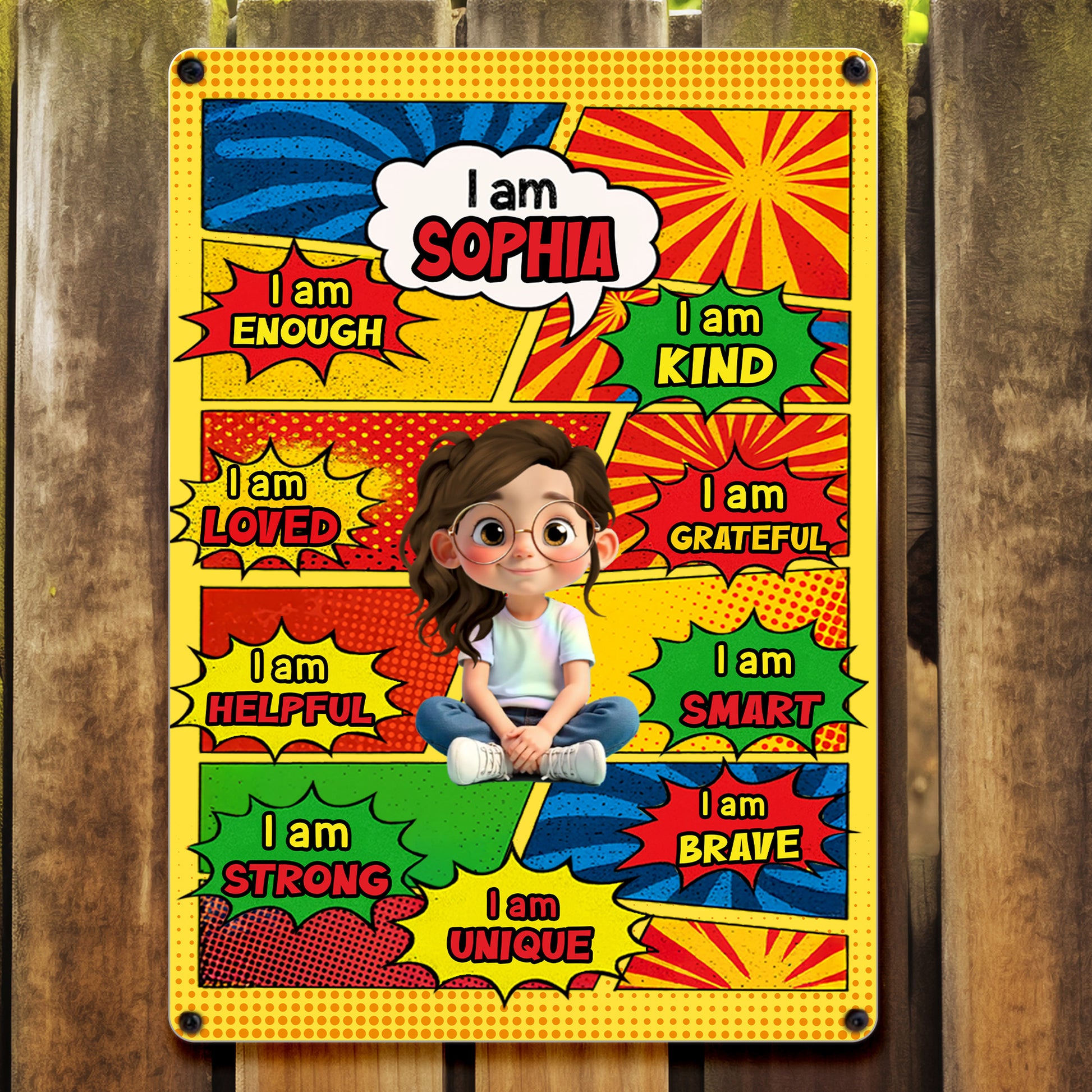 I Am Enough, I Am Kind, Colorful Affirmation Sign