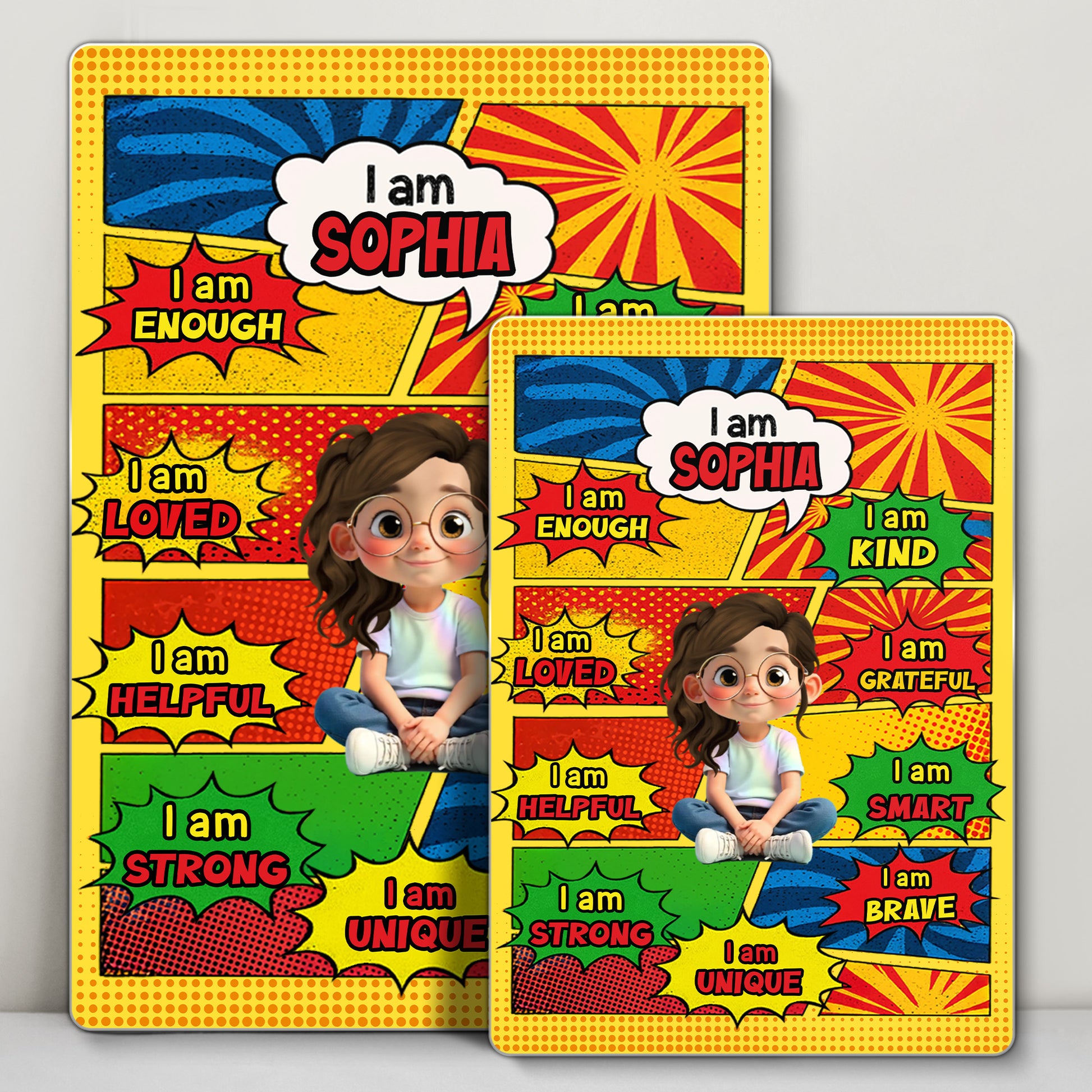 I Am Enough, I Am Kind, Colorful Affirmation Sign