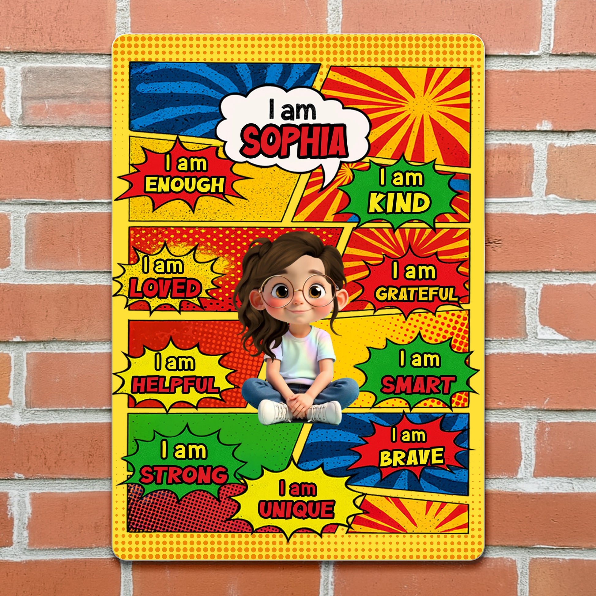 I Am Enough, I Am Kind, Colorful Affirmation Sign