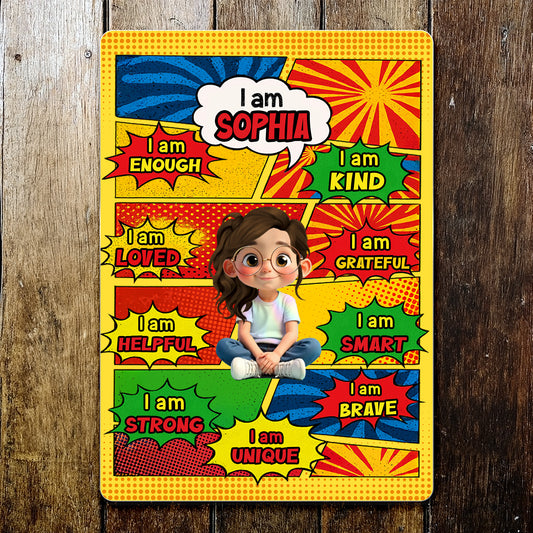 I Am Enough, I Am Kind, Colorful Affirmation Sign