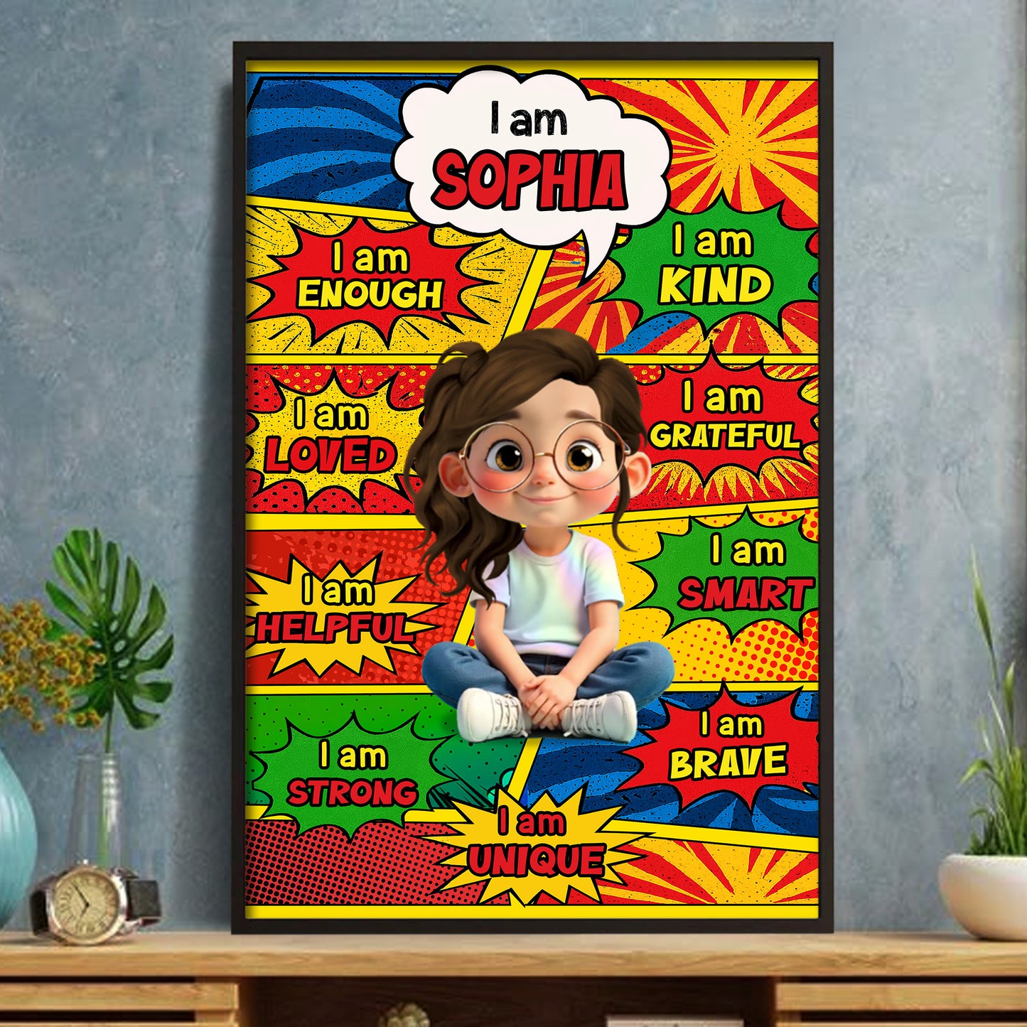 I Am Strong, Kind, Smart, Encouraging Comic Style Art