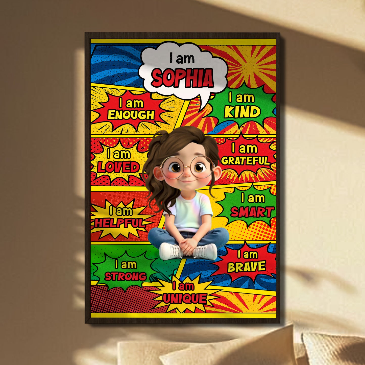 I Am Strong, Kind, Smart, Encouraging Comic Style Art