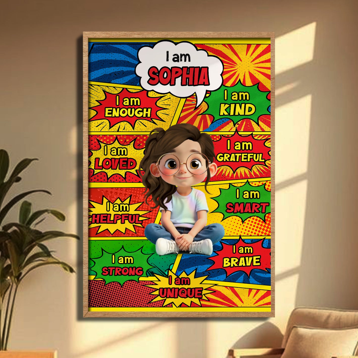 I Am Strong, Kind, Smart, Encouraging Comic Style Art