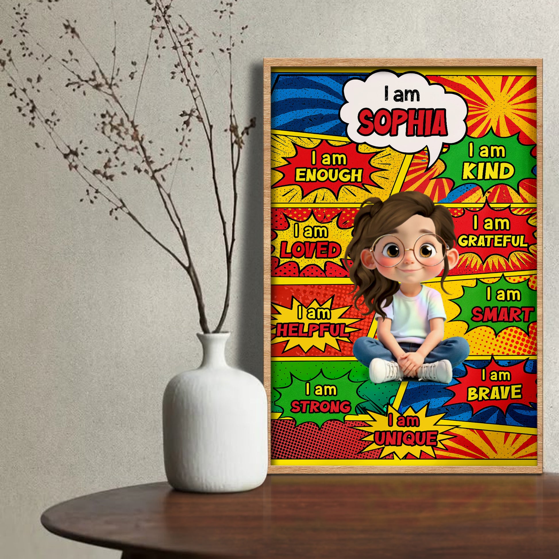 I Am Strong, Kind, Smart, Encouraging Comic Style Art