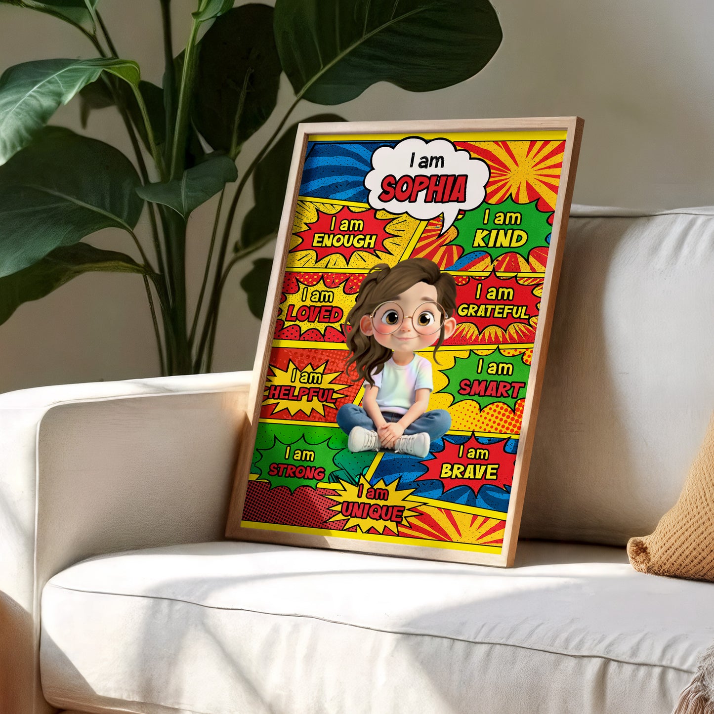 I Am Strong, Kind, Smart, Encouraging Comic Style Art