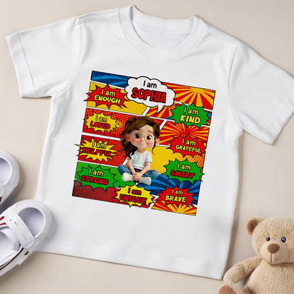 I Am Strong, I Am Brave, I Am Kind Comic Style Youth Shirt