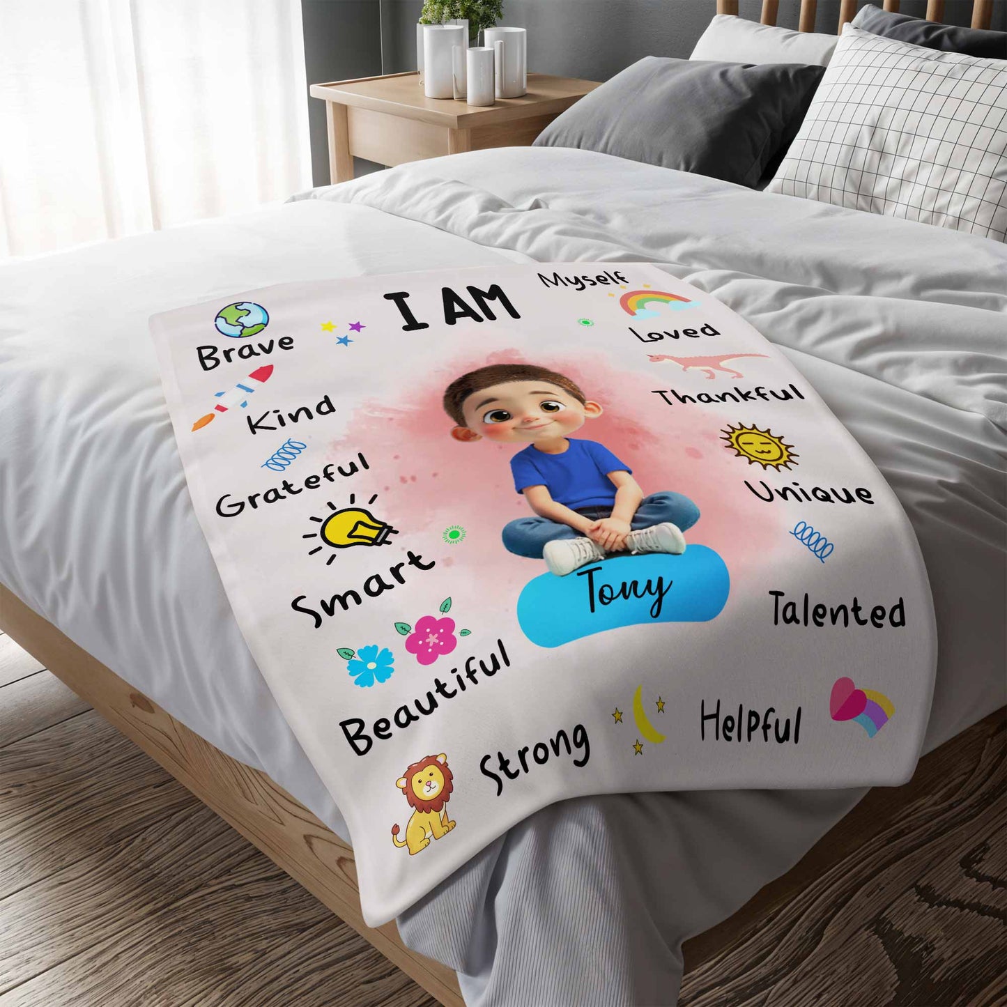 I Am Brave, Kind, Grateful Smart Beautiful Blanket